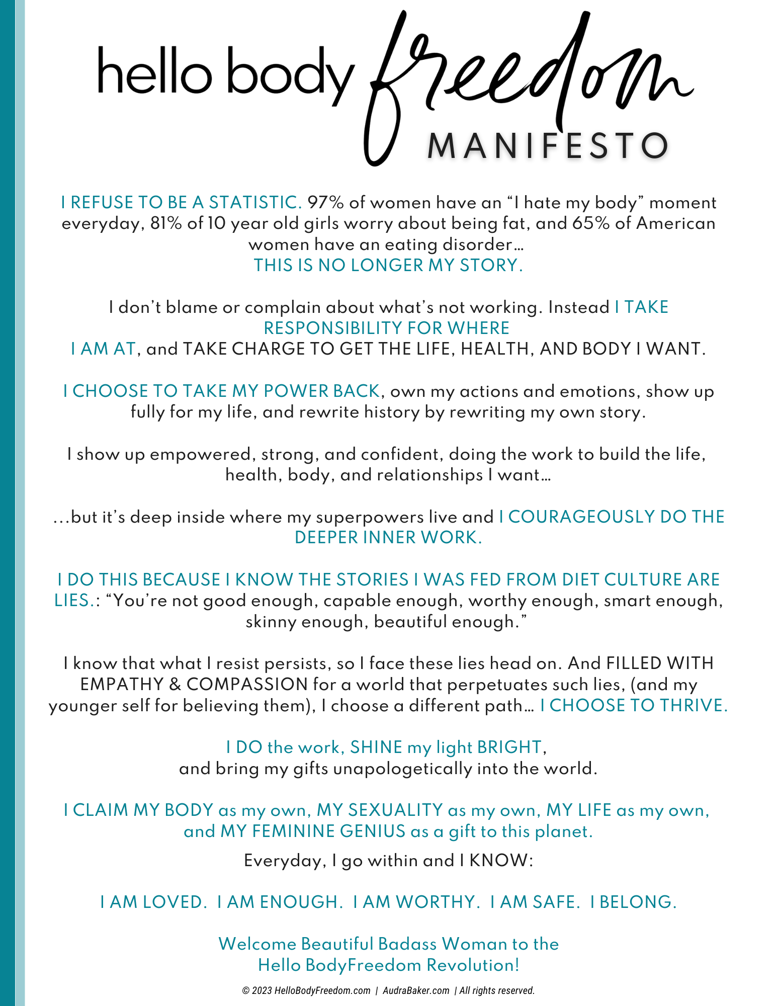 Hello Body Freedom: Manifesto & Mission